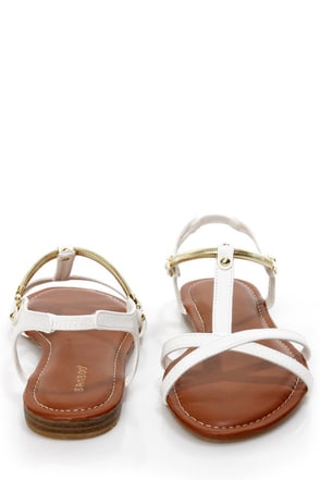 Cute Flat Sandals For Juniors Gold chain flat sandals